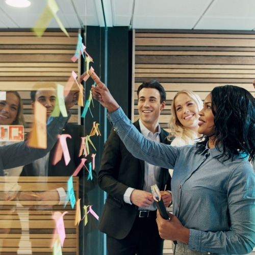 A photo of business corporate executives and their team building topical maps for future of seo