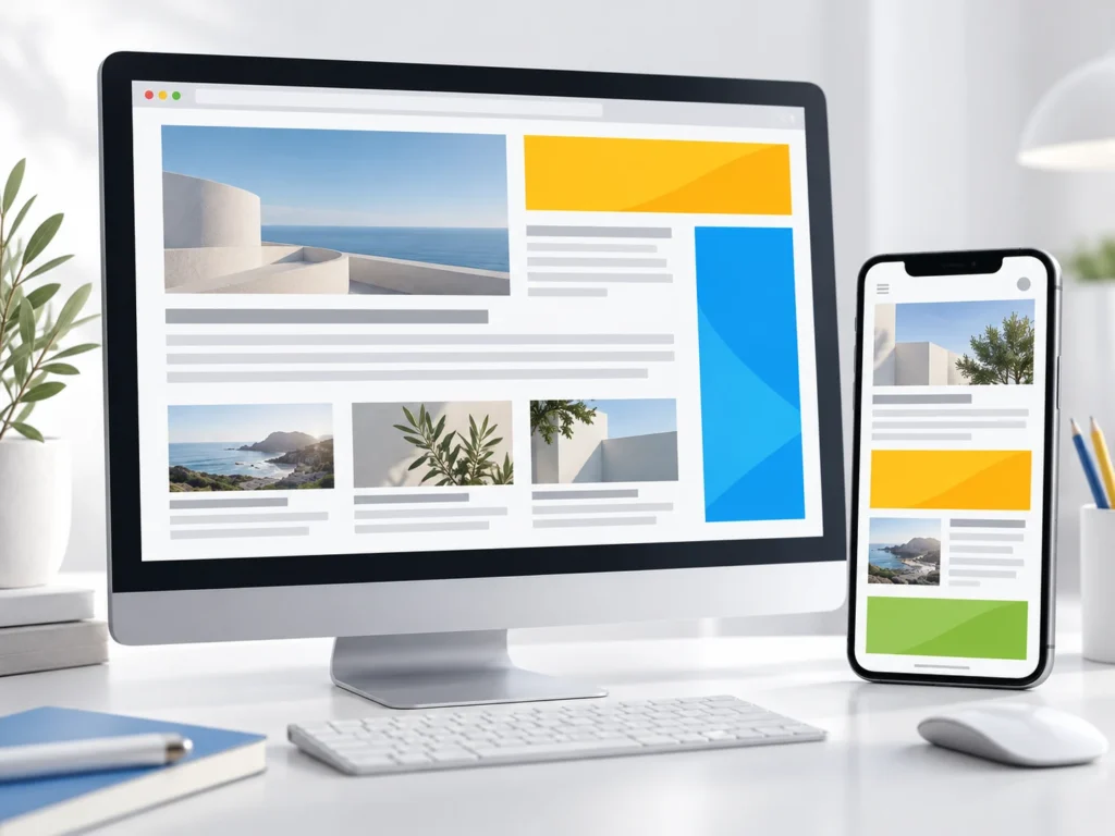 Illustration of display advertising placements on a desktop website and mobile screen