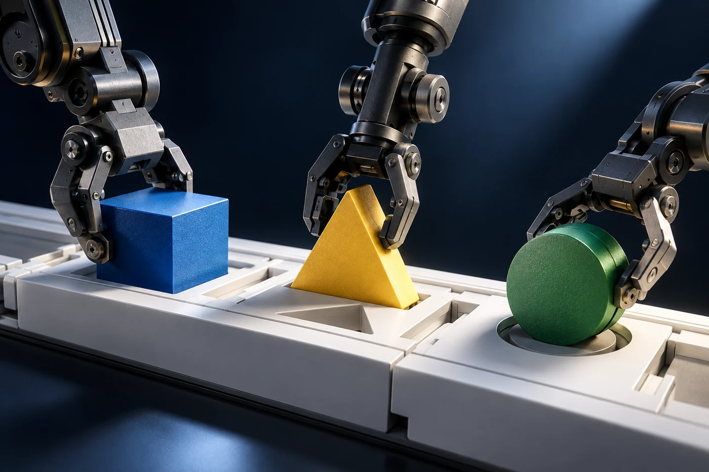 Precision mechanical connectors aligning distinct workflow modules