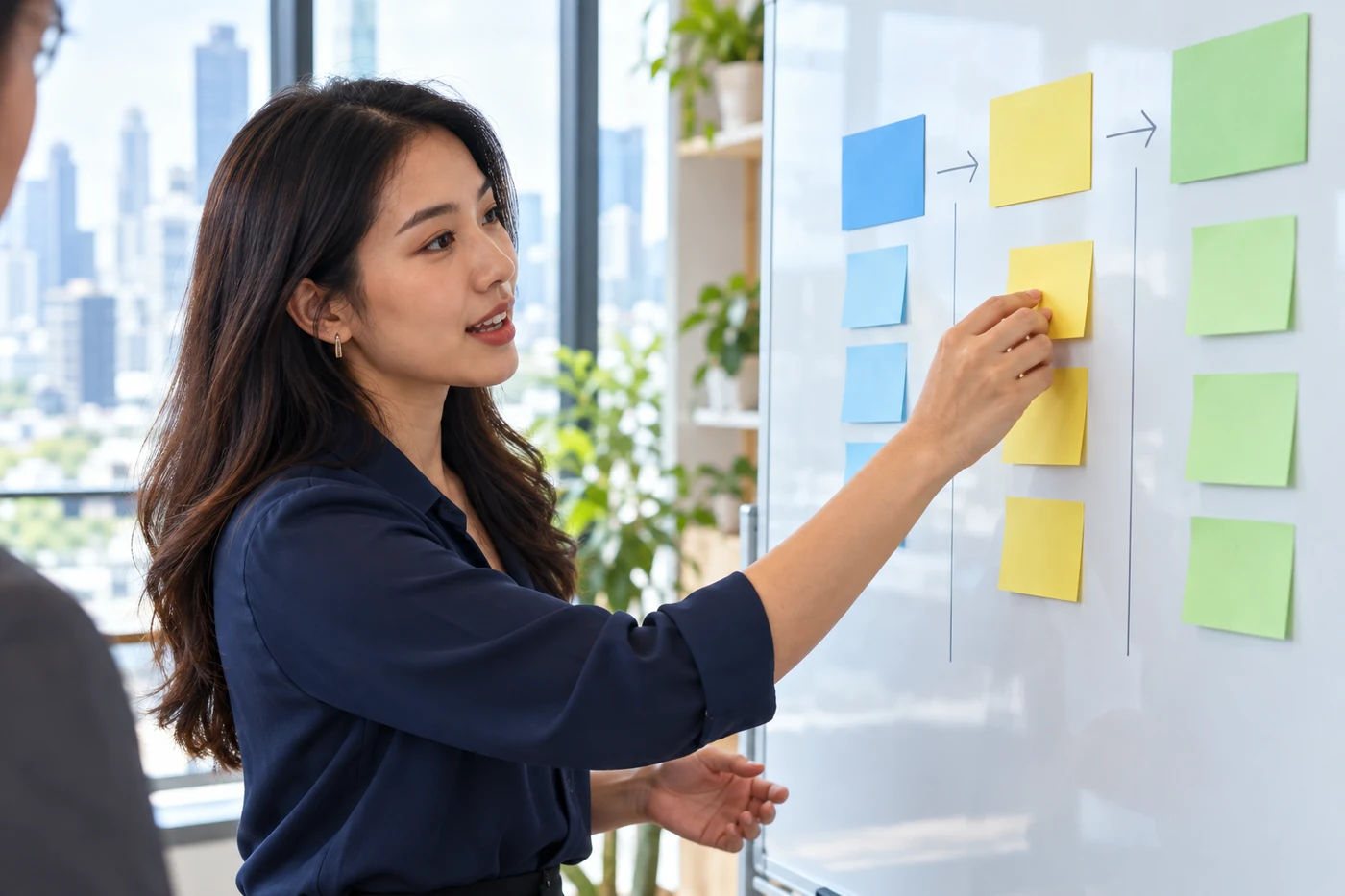 Illustrative SEO consultation scene showing a prioritised roadmap